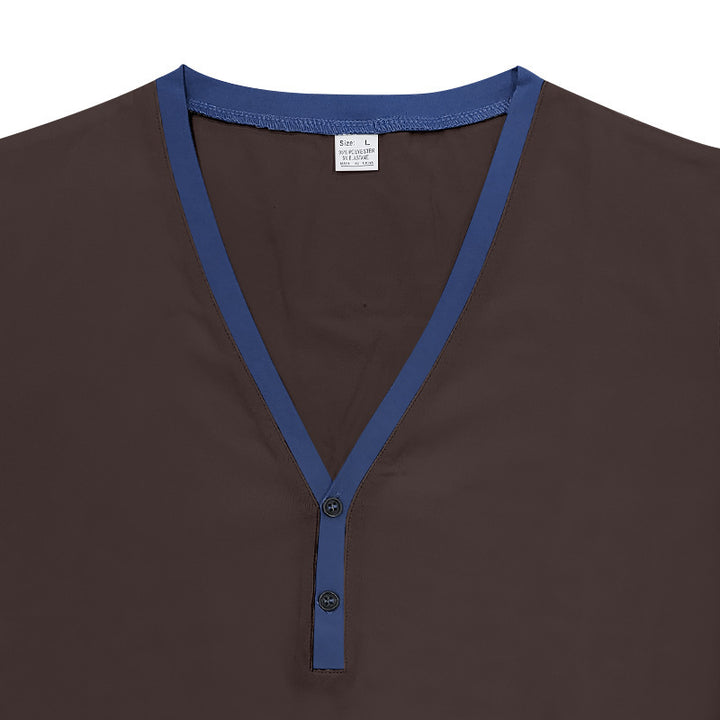 Herren Kurzarm-Henley-Shirt mit modernen Akzenten und Knopfleiste Drune