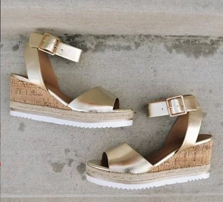 Damen Wedge-Sandaletten mit elegantem Kork-Design und verstellbarem Riemen Drune