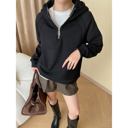 Damen Bequemer Hoodie mit Halb-Reißverschluss Drune