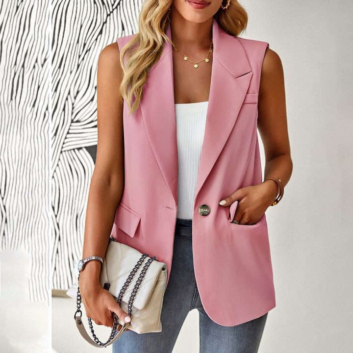 Damen ärmelloses Blazer-Oberteil mit taillierter Silhouette Drune