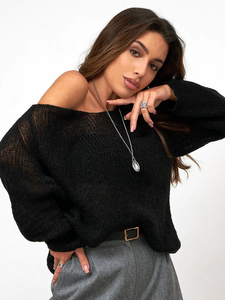 Damen Grober Strickpullover mit lässigem Schnitt und luftiger Textur Drune
