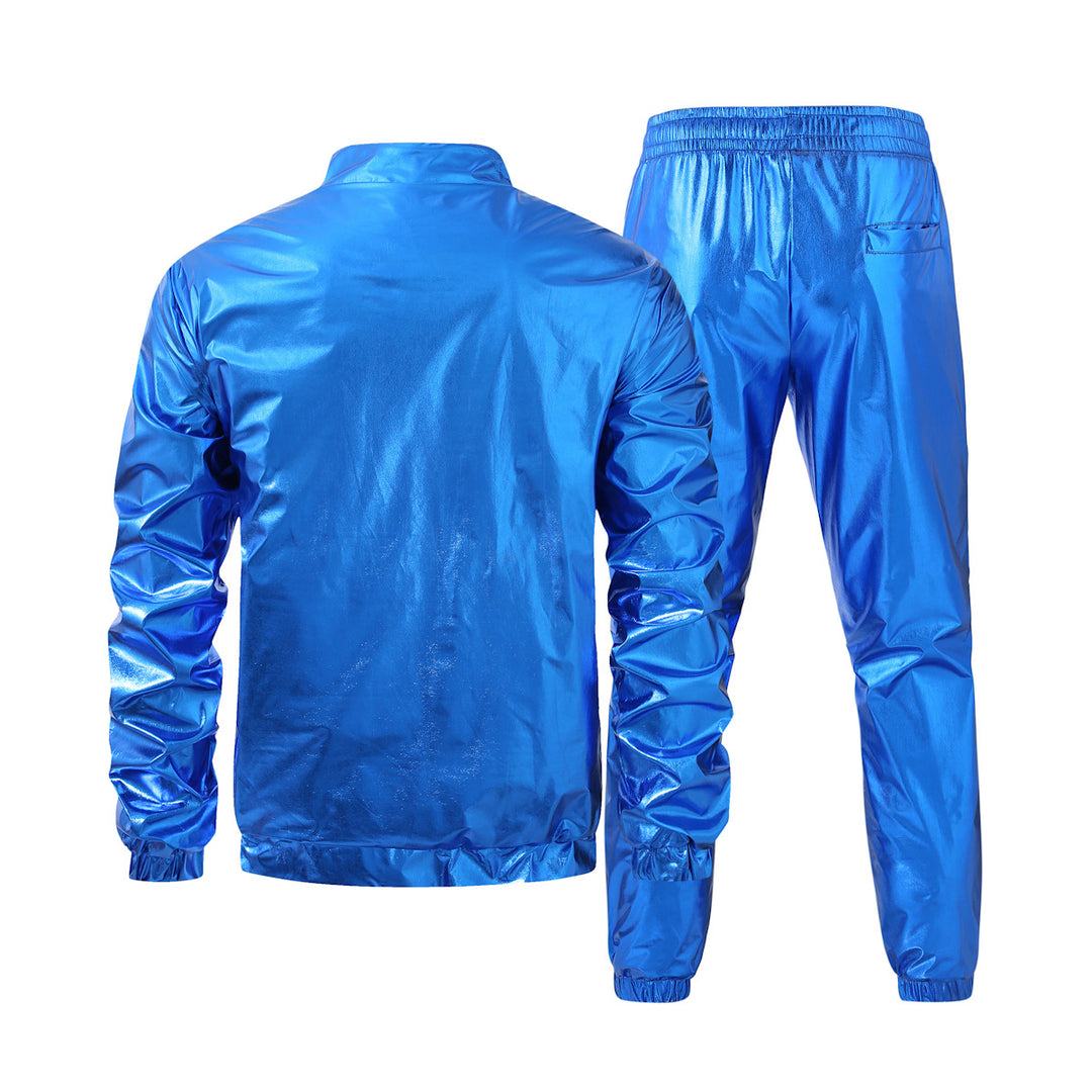 Herren nan Bomberjacke mit durchgehendem Reißverschluss, reflektierendem Metallic-Finish und elastischen Bündchen Drune