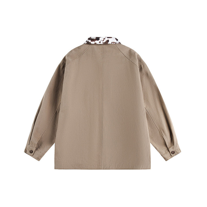 Unisex Overshirt im Utility-Workstyle mit kunstfellbesetztem Kragen und großen Pattentaschen Drune