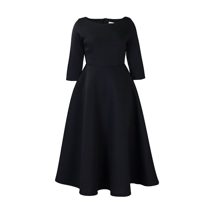 Damen A-Linien Kleid mit elegantem Rundhalsausschnitt und schwingendem Rock Drune