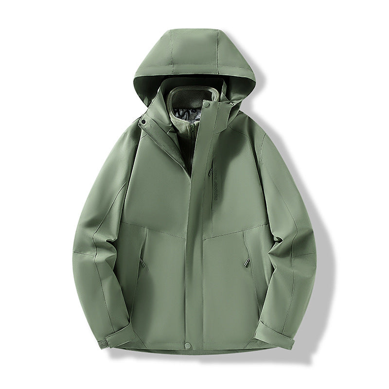 Herren Minimalistische City-Outdoorjacke mit verschweißten Nähten, verstellbarer Kapuze und Thermofutter Drune