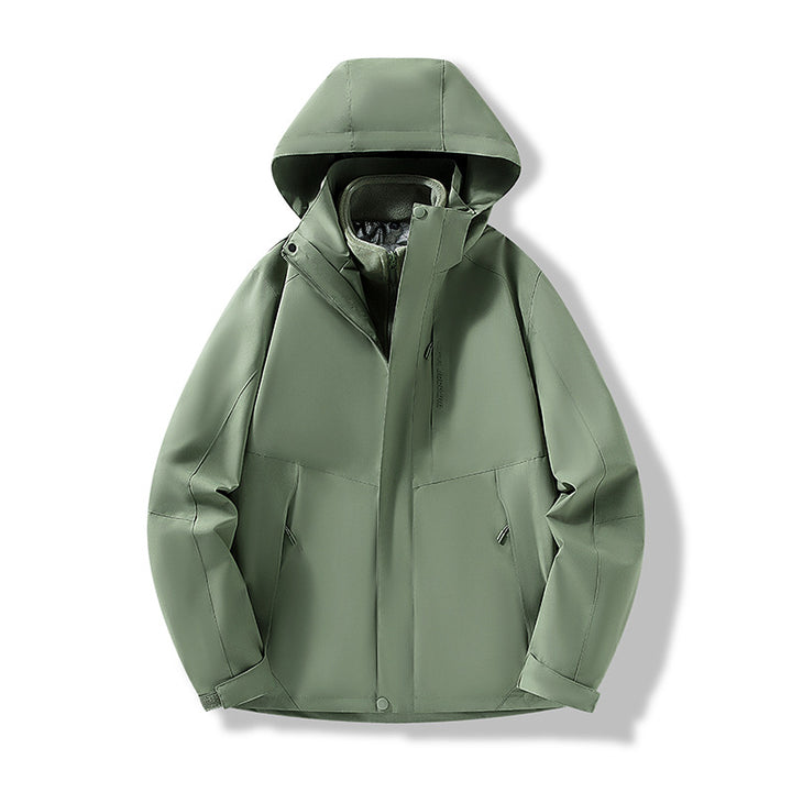 Herren Minimalistische City-Outdoorjacke mit verschweißten Nähten, verstellbarer Kapuze und Thermofutter Drune