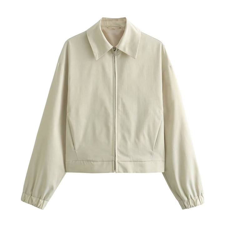 Damen nan leichte Oversize-Blousonjacke mit durchgehendem Reißverschluss, Hemdkragen und elastischen Ärmelbündchen Drune