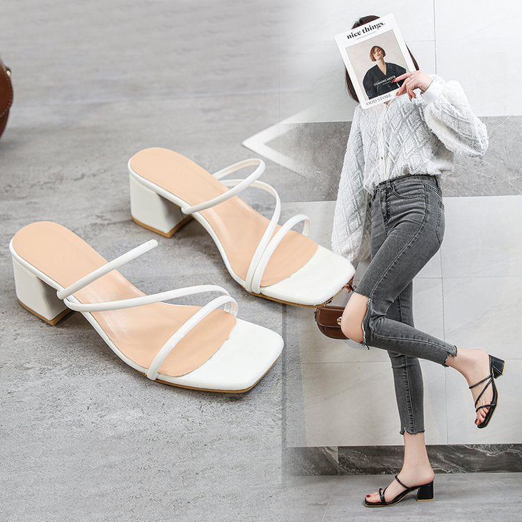 Damen Lounge Sandalen mit elegantem Blockabsatz Drune