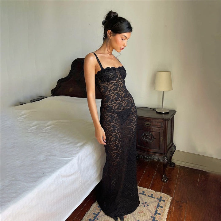 Damen Spitzen-Maxikleid mit verführerischem Design Drune