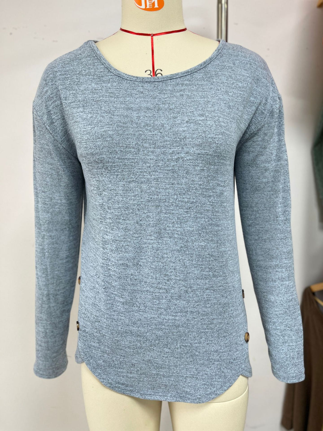 Damen lässiges Longsleeve Oberteil mit modernen Knopfdetails Drune