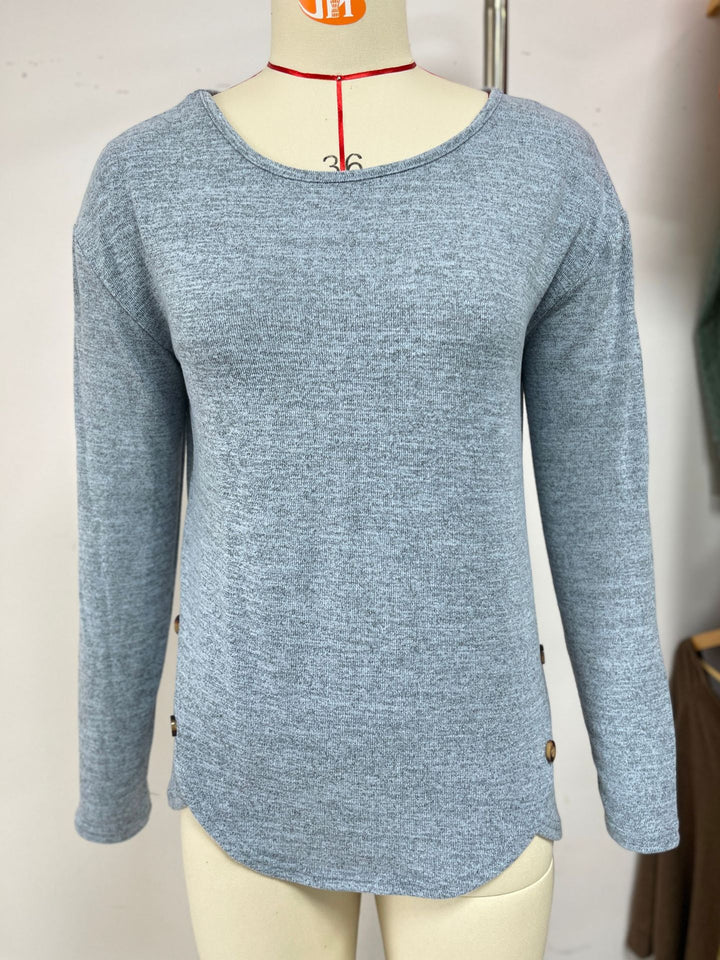 Damen lässiges Longsleeve Oberteil mit modernen Knopfdetails Drune