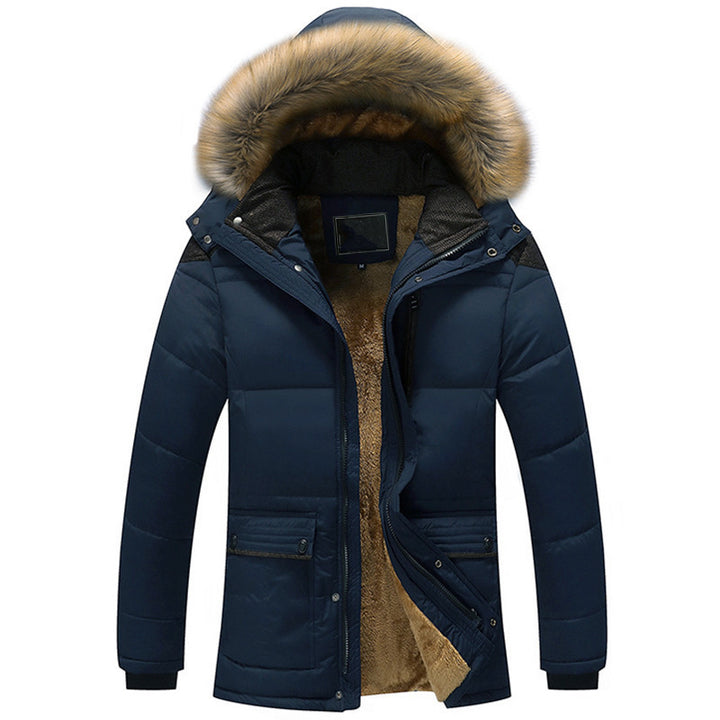Herren Parka mit wärmender Plüschinnenlage und abnehmbarer Kunstfellkapuze Drune