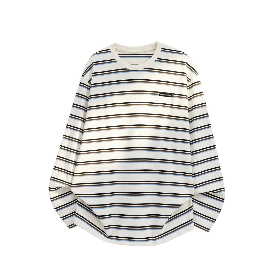 Unisex Oversize-Langarmshirt mit Rundhalsausschnitt und feinem Streifenmuster Drune