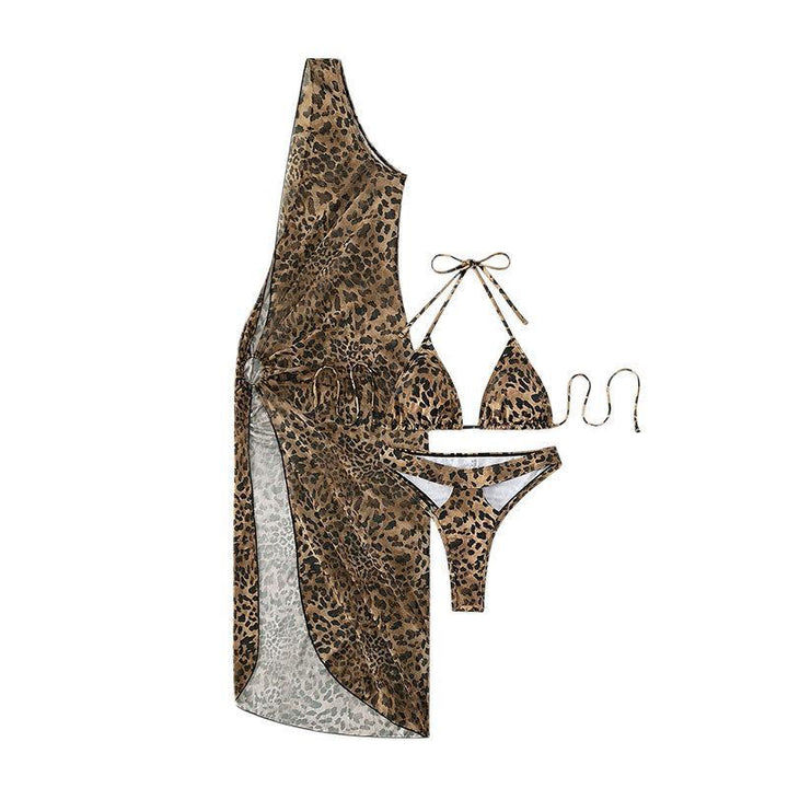 Damen Triangel-Bikini mit modischem Halter-Top und transparentem Sarong Drune