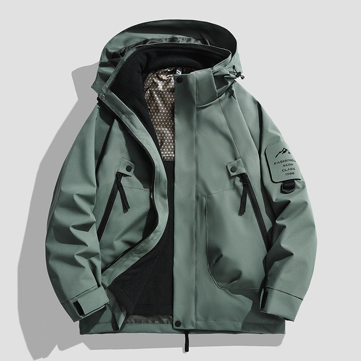 Herren Wasserdichte Utility-Softshelljacke mit Kapuze, schräge Reißverschlusstaschen & verstellbaren Ärmelriegeln Drune