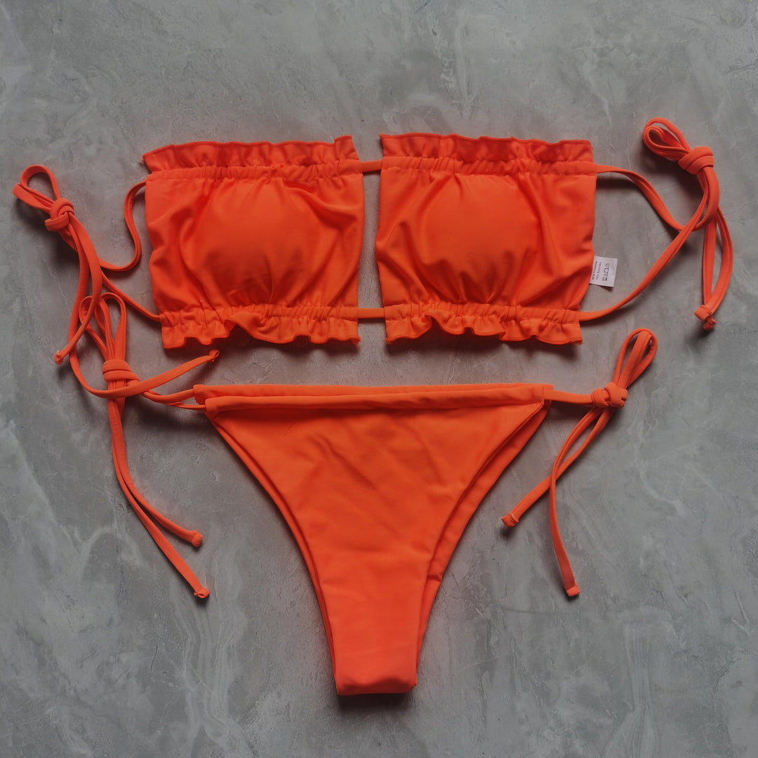 Damen Bandeau-Bikini mit voluminösen Rüschendetails Drune