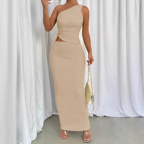 Damen Elegantes asymmetrisches Maxikleid mit Wickeldetails Drune