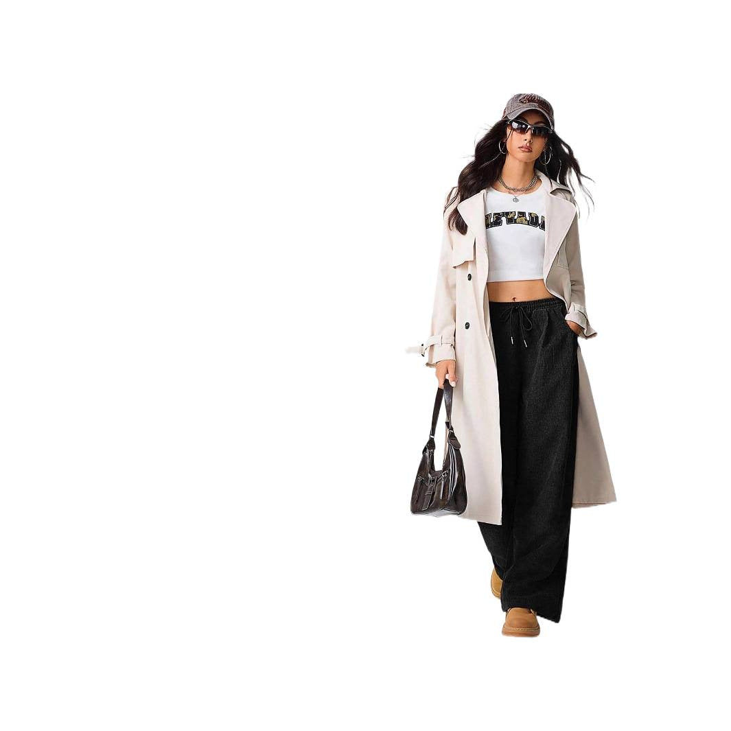 Damen Weite Cord-Hose mit elastischem Bund Drune