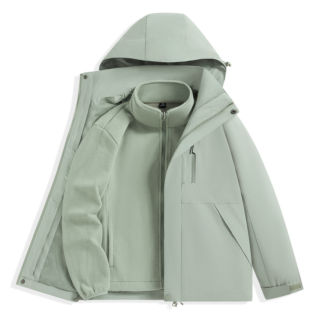 Herren zweilagiger Outdoorparka mit herausnehmbarer Fleece-Innenjacke und Kapuze Drune