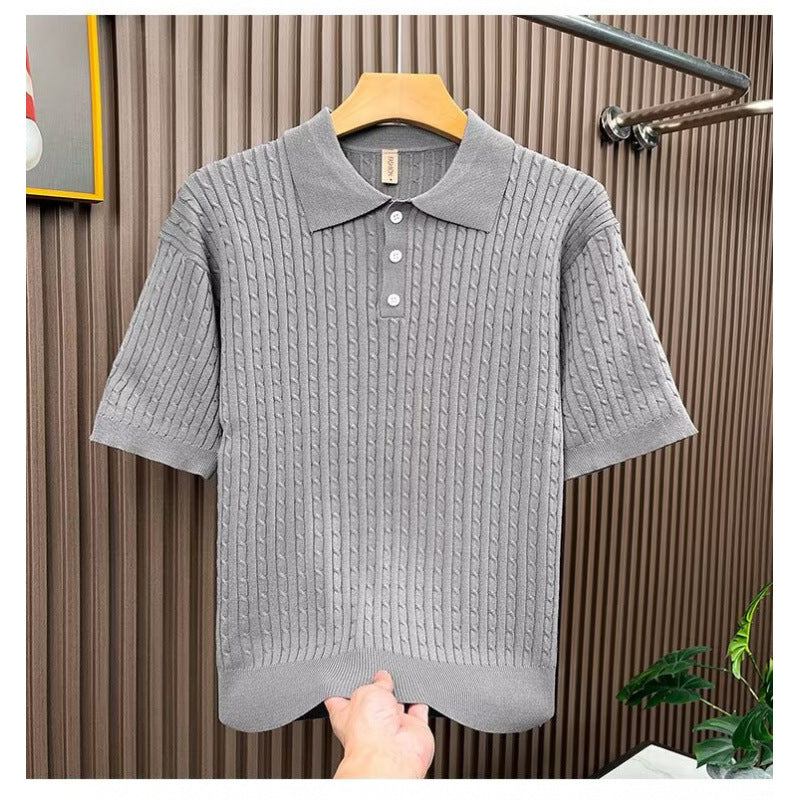 Herren Modisches Strick-Polohemd mit strukturiertem Design Drune