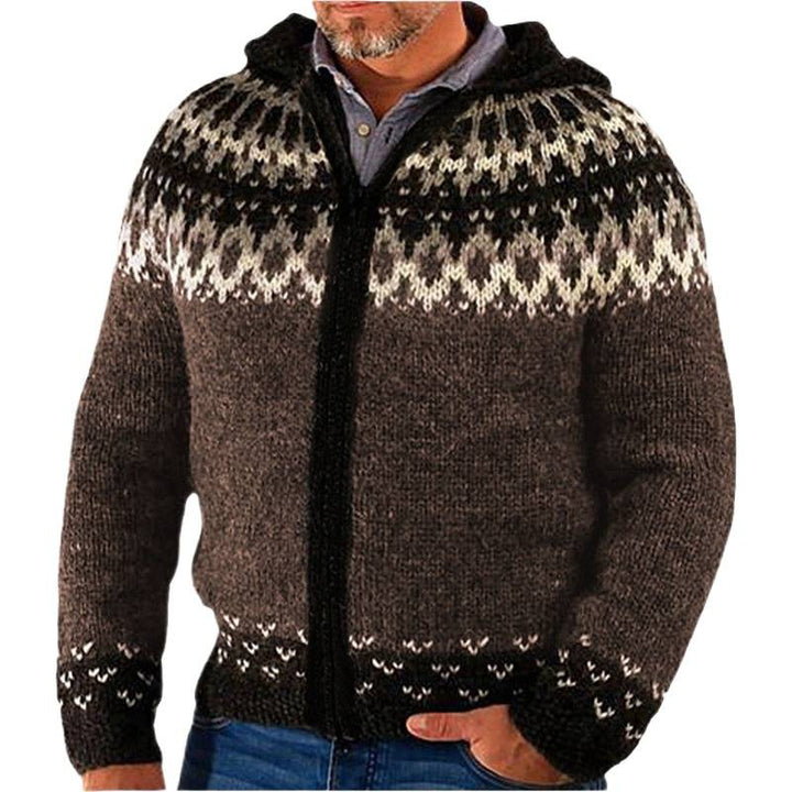 Herren Strickjacke mit traditionellem Norweger-Muster und praktischen Reißverschluss Drune