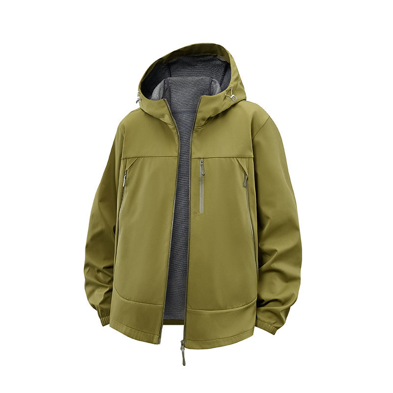 Herren Technische Softshell‑Hybridjacke mit Fleece‑Innenfutter und verstellbarer Kapuze Drune