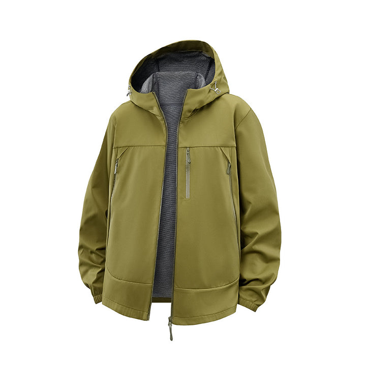 Herren Technische Softshell‑Hybridjacke mit Fleece‑Innenfutter und verstellbarer Kapuze Drune