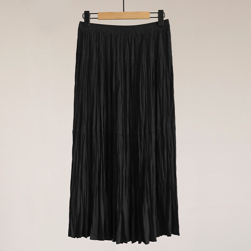 Damen Eleganter Faltenrock mit hohem Bund und fließendem Stoff Drune
