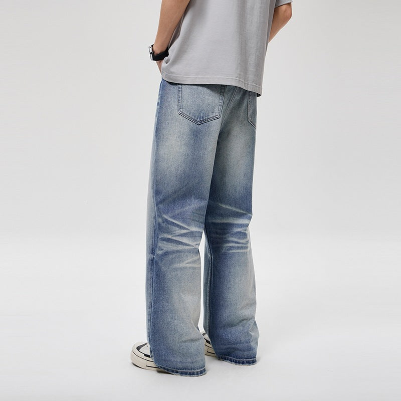 Herren Weite Baggy-Jeans im Vintage-Wash mit tiefer Leibhöhe & ausgewaschenen Falten Drune