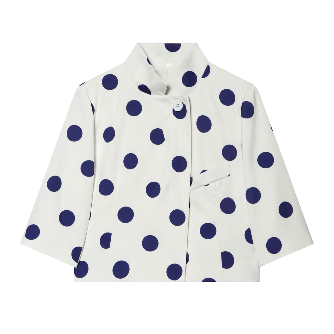Damen Kurzgeschnittene Boxy-Jacke mit Stehkragen und Dreiviertelärmeln Drune
