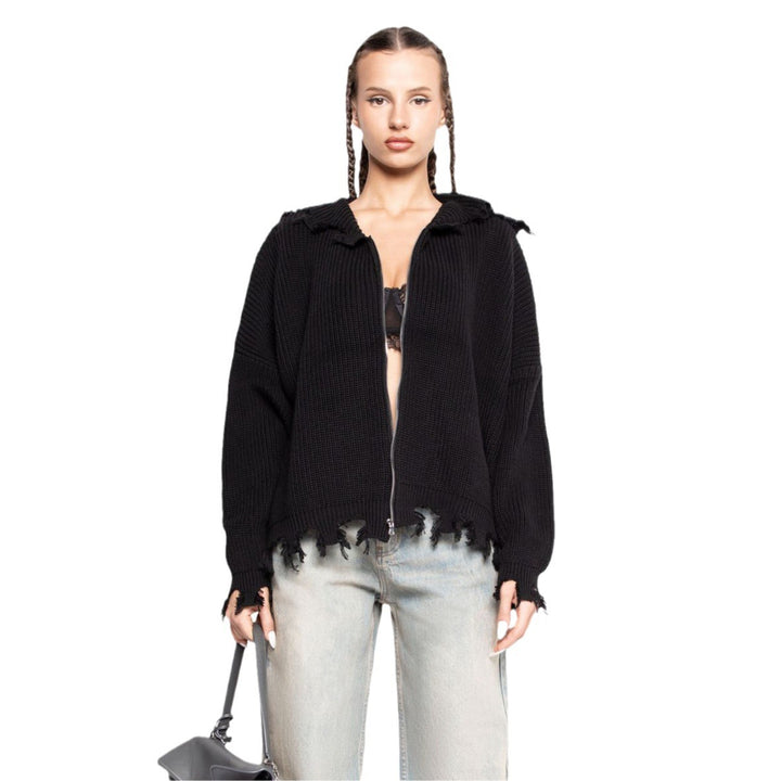 Damen lässiger Kapuzenpullover mit modischem Riss-Design und weit geschnittenen Ärmeln Drune