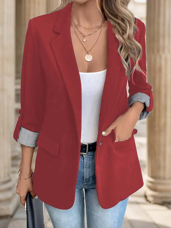 Damen Elegante Blazerjacke mit modischen Streifenärmeln Drune
