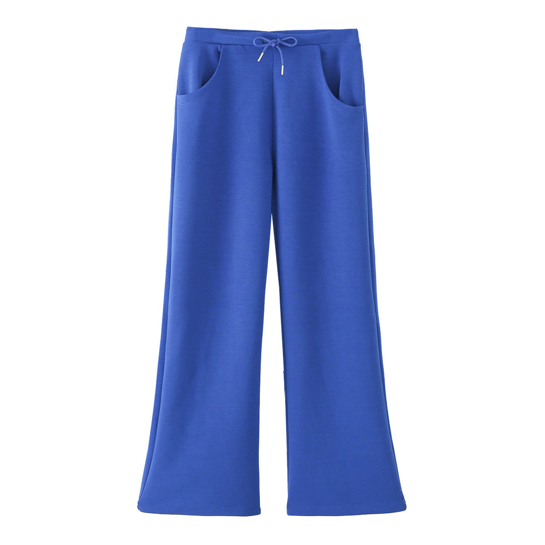 Damen Weite Jersey-Hose mit hohem Bund Tunnelzug und Pattentaschen Drune