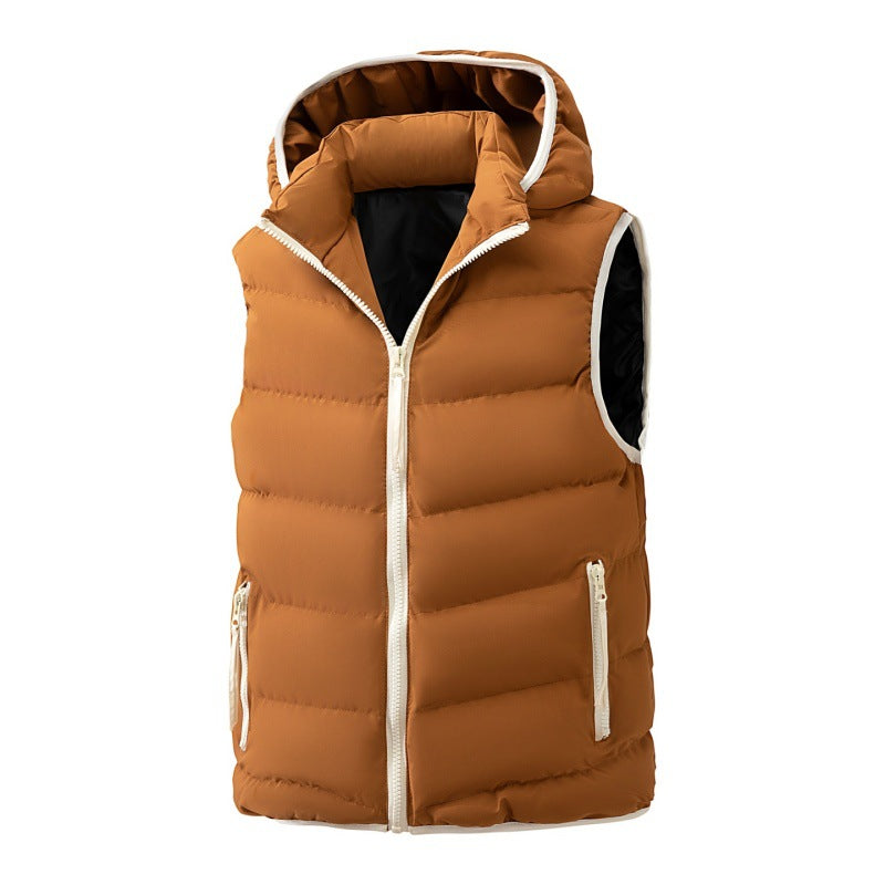 Damen leichte Steppweste mit ergonomischer Kapuze, synthetischer Thermofüllung und kontrastierter Einfassung Drune