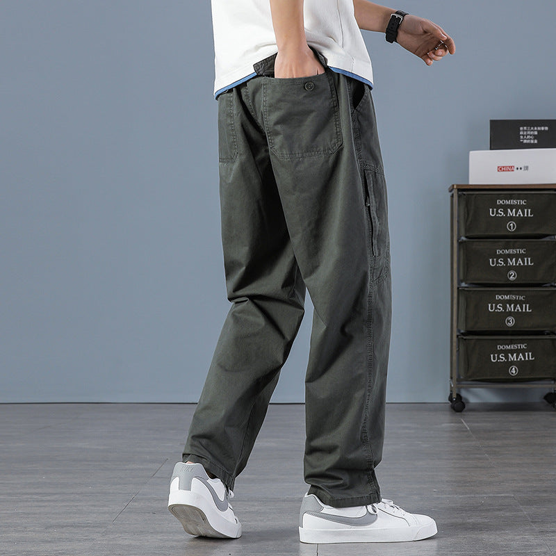 Herren Weite Utility-Cargohose mit geradem Bein, Mehrfachtaschen & lockerer Passform Drune