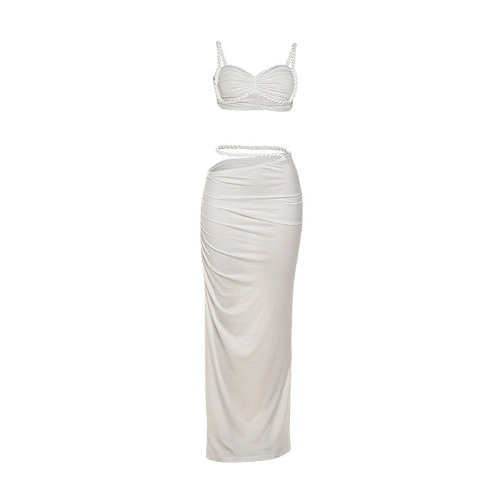 Damen Oberteil und Maxi Rock Set Drune