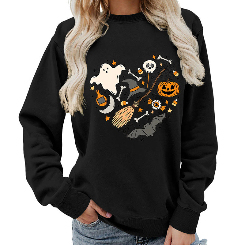 Damen Halloween Sweatshirt mit kreativem Motiv Drune