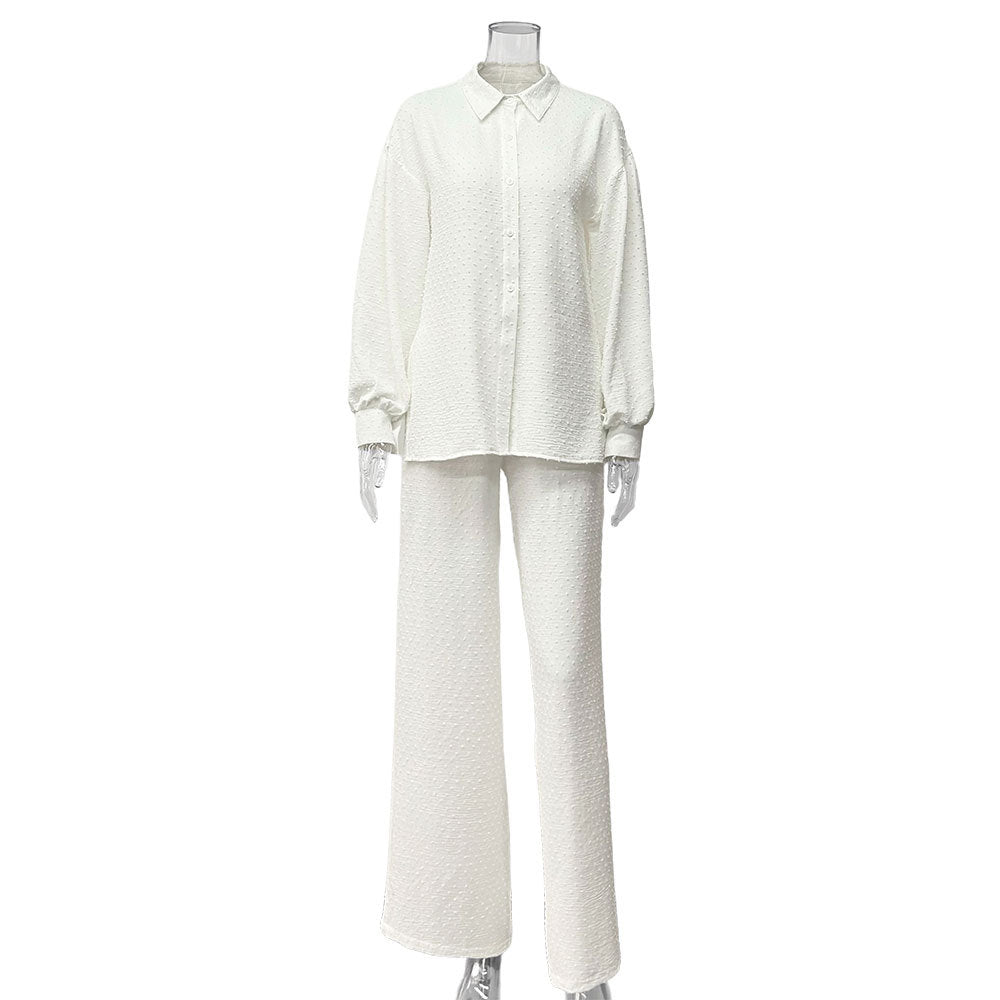 Damen lässiges Oberteil und weite Hose Set Drune