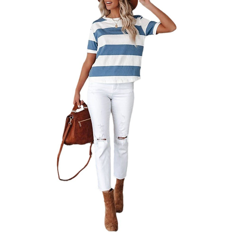 Damen stylisches gestreiftes T-Shirt Drune
