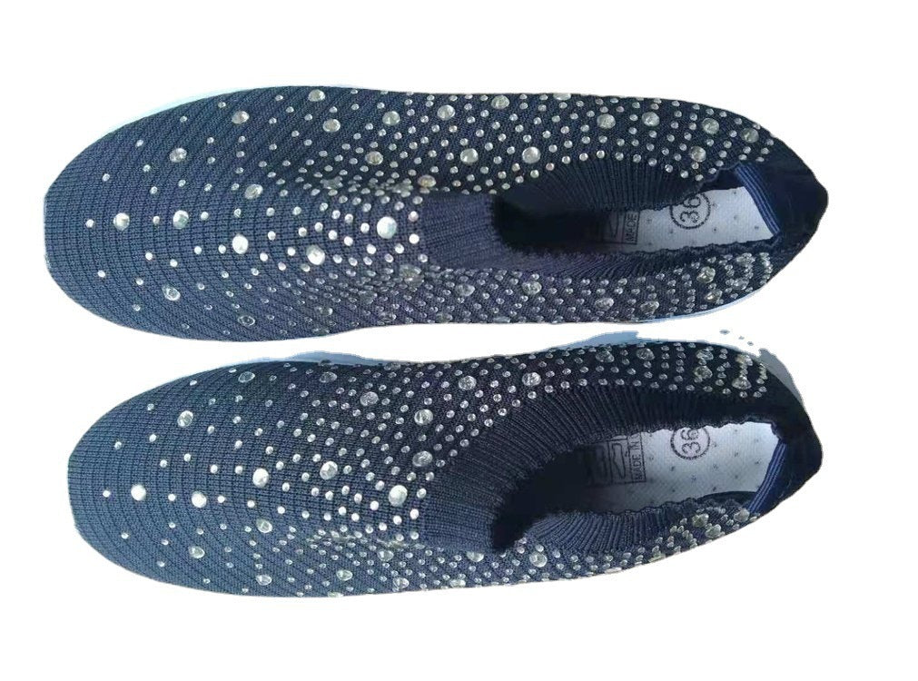 Damen Elastischer Sock-Sneaker mit Strass‑Nieten, atmungsaktivem Strickschaft und dämpfender Komfortsohle Drune