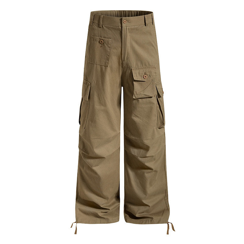 Damen weite Cargo-Hose im Utility-Stil mit Multifunktions-Taschen und Saum-Tunnelzug Drune