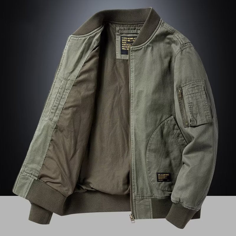 Herren Bomberjacke im Utility-Stil mit Ärmel‑Tasche und Rippbündchen Drune