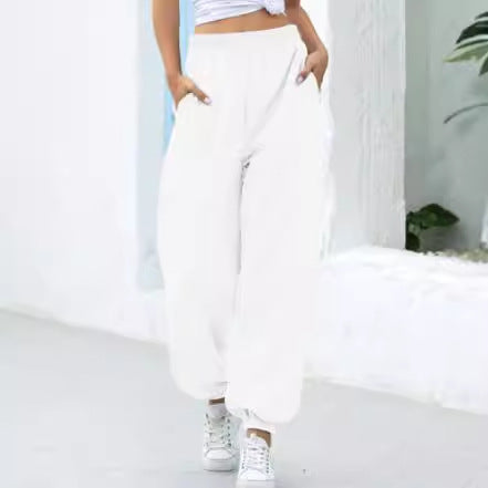 Damen nan weite Jogginghose mit hohem Bund elastischen Bündchen und Seitentaschen Drune
