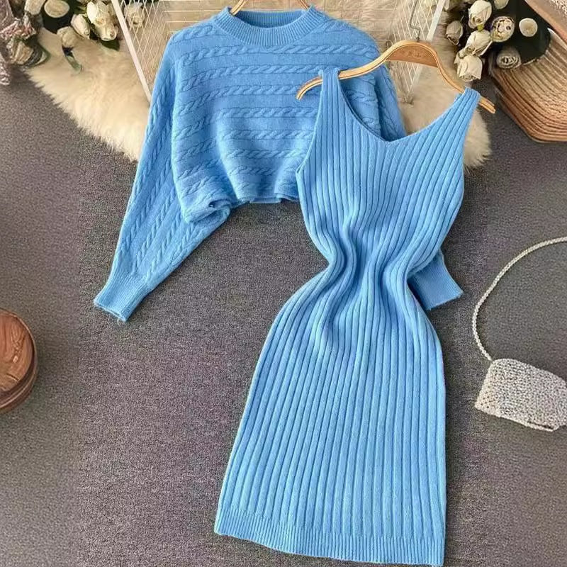 Damen Strickkleid- und Pullover-Set Drune