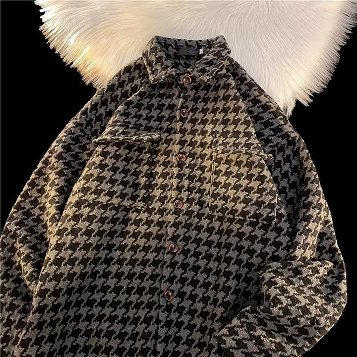 Damen strukturiertes Houndstooth-Hemd Drune