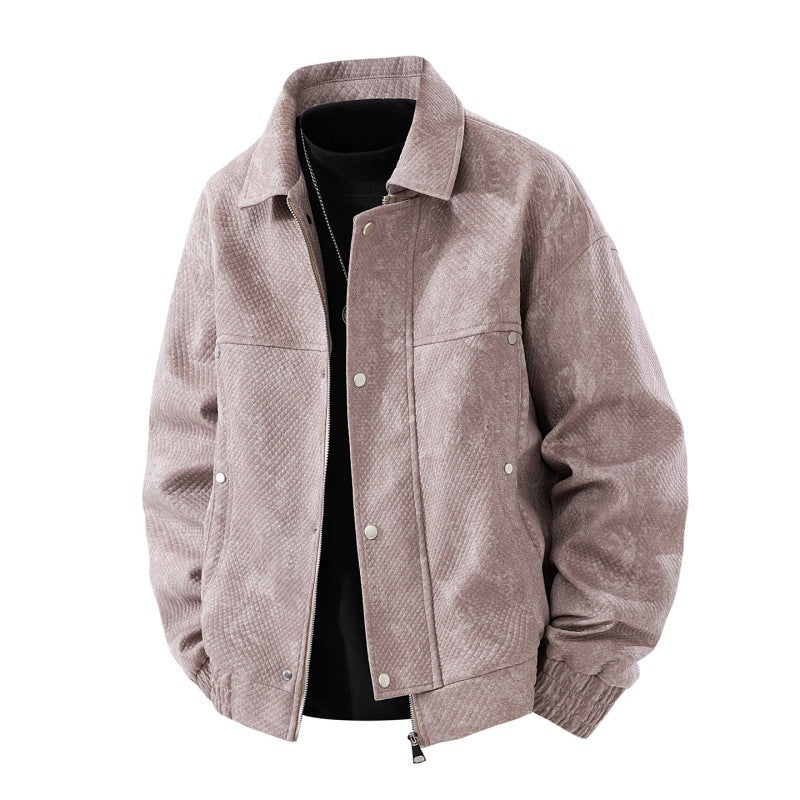 Herren texturierte Canvas-Workerjacke mit Reißverschluss-Front, verdeckter Druckknopfblende und elastischen Bündchen Drune