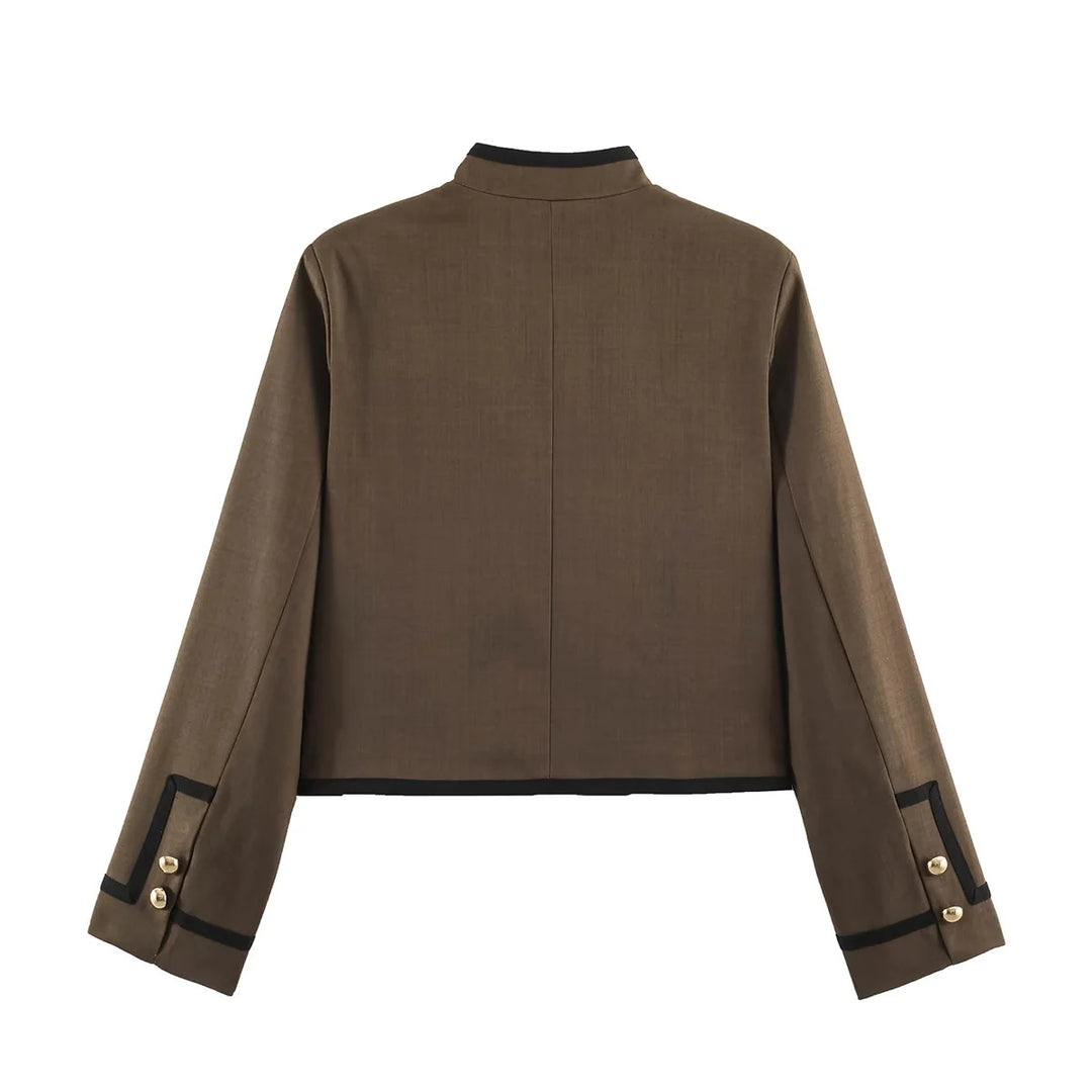 Damen nan chinesisch inspirierte Kurzjacke mit Stehkragen und dekorativen Kordelknöpfen Drune