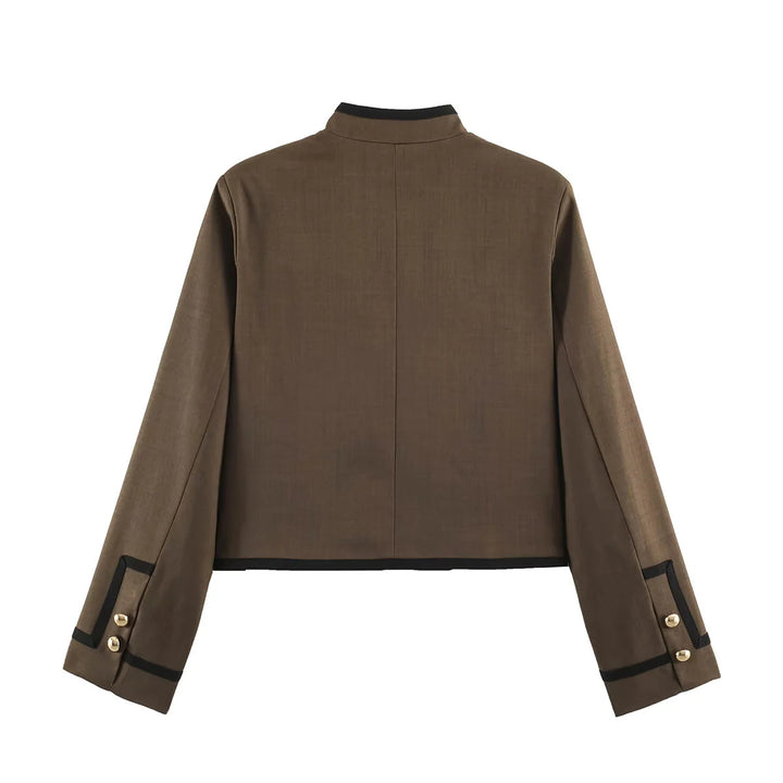 Damen nan chinesisch inspirierte Kurzjacke mit Stehkragen und dekorativen Kordelknöpfen Drune