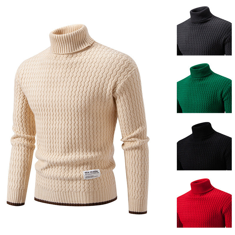 Herren Strickpullover mit hohem Kragen und strukturiertem Zopfmuster Drune