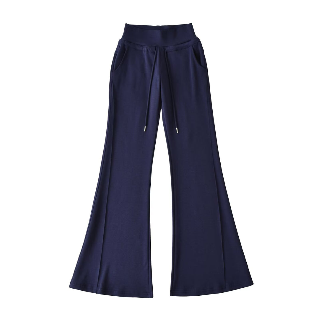 Damen flared Loungehose mit hohem Bund und praktischen Seitentaschen Drune